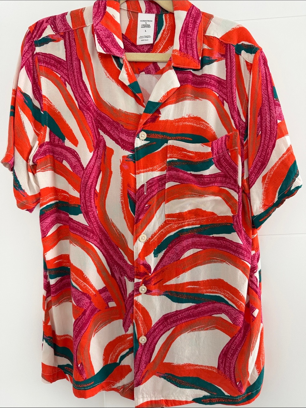 Nordstrom Multicolor Abstract Brushstroke Short-Sleeve Button-Up